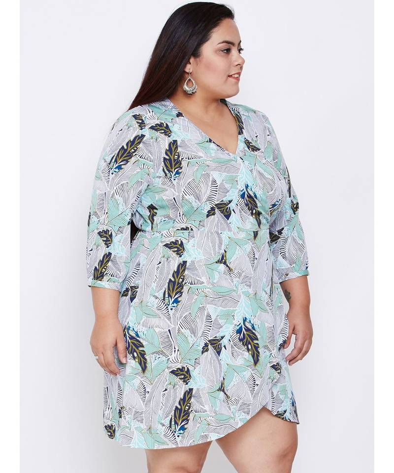 Blue printed Polyester Dress