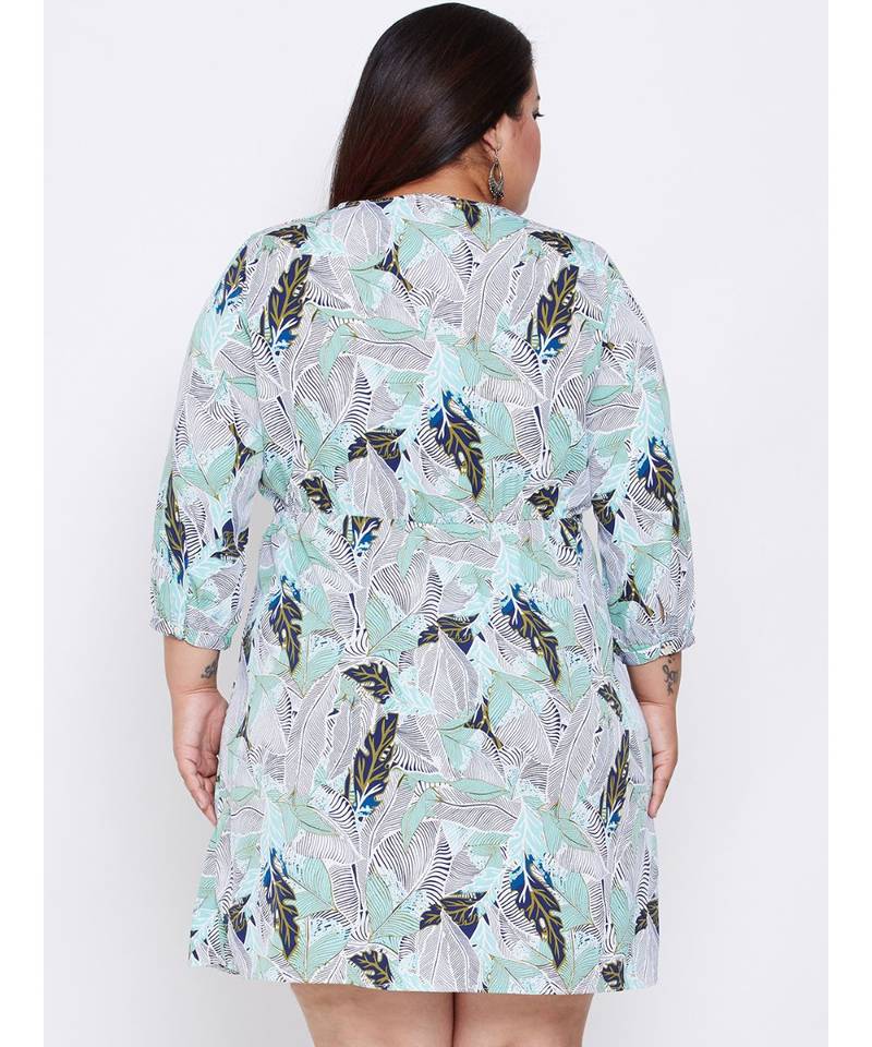 Blue printed Polyester Dress