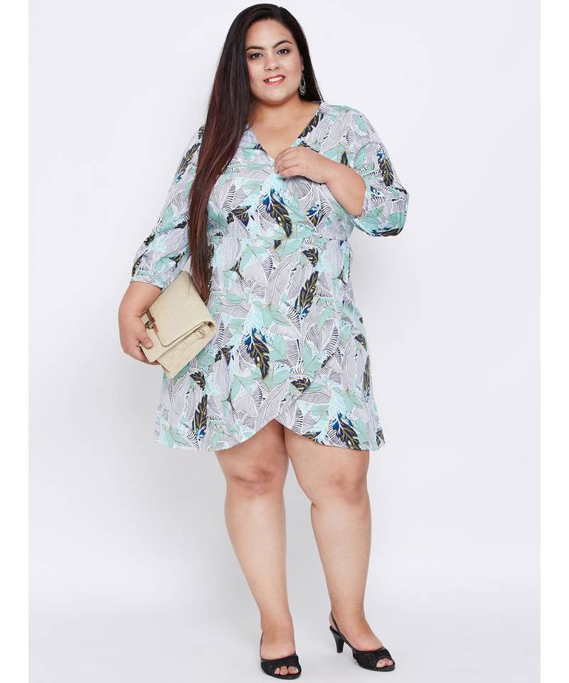 Blue printed Polyester Dress