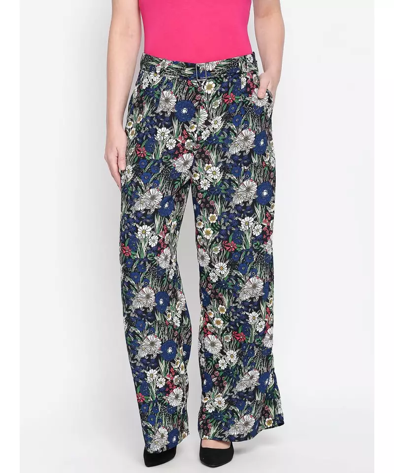 blue printed POLYESTER Pant