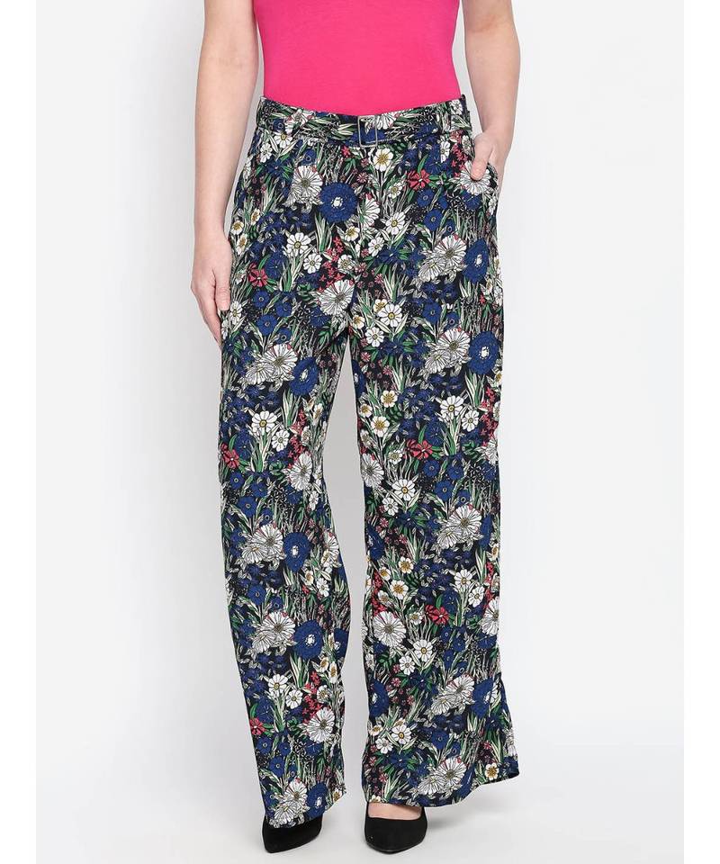 blue printed POLYESTER Pant