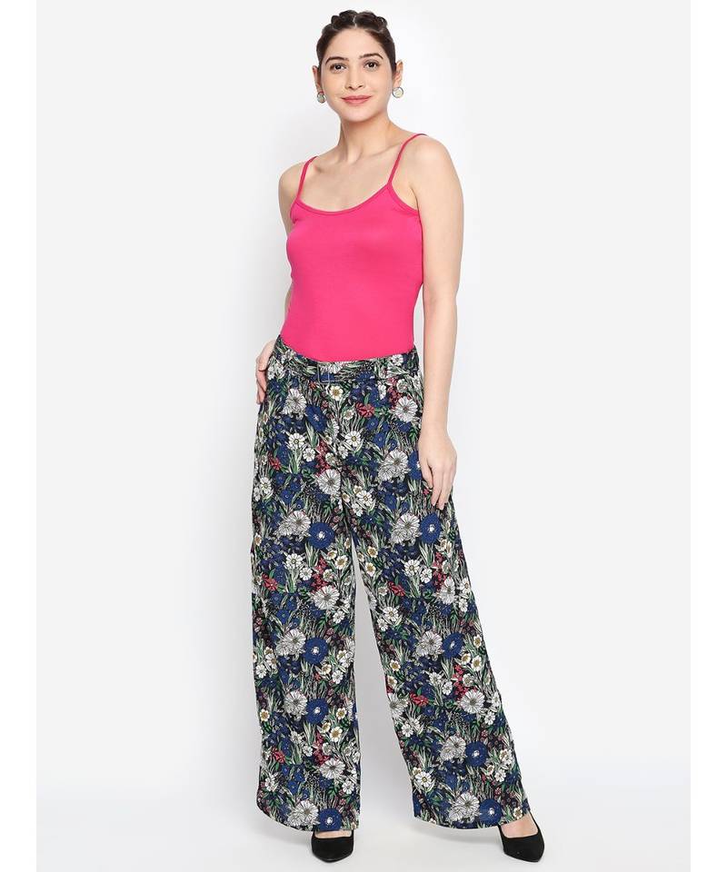 blue printed POLYESTER Pant