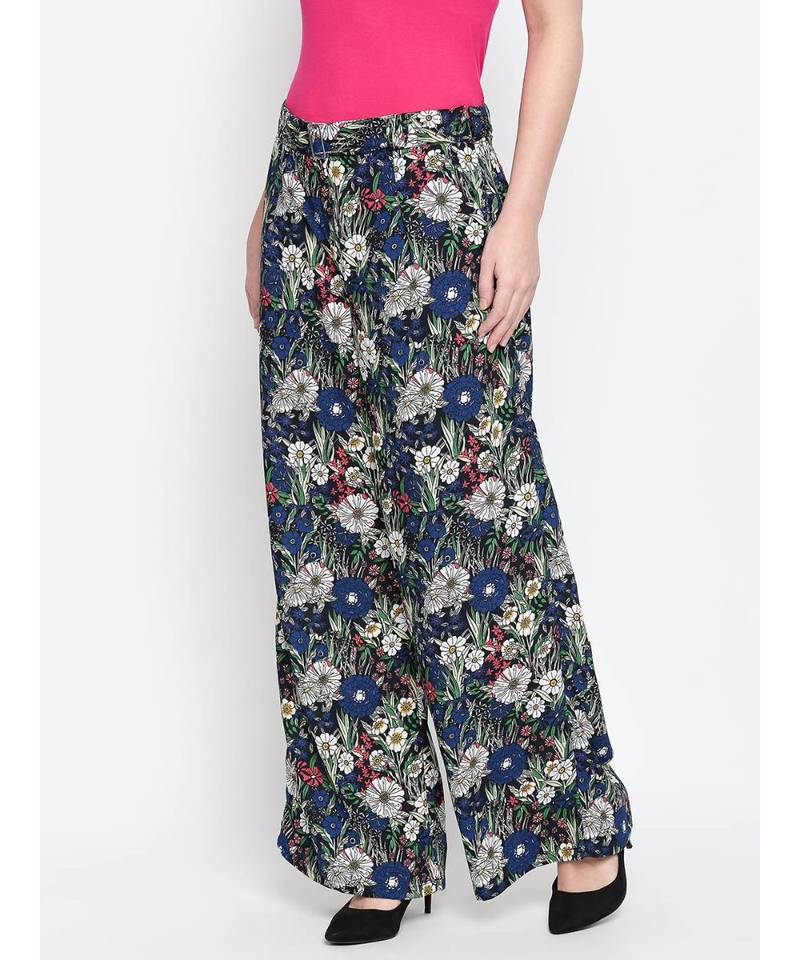 blue printed POLYESTER Pant
