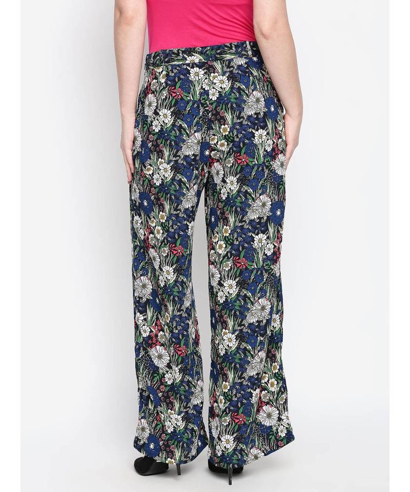 blue printed POLYESTER Pant