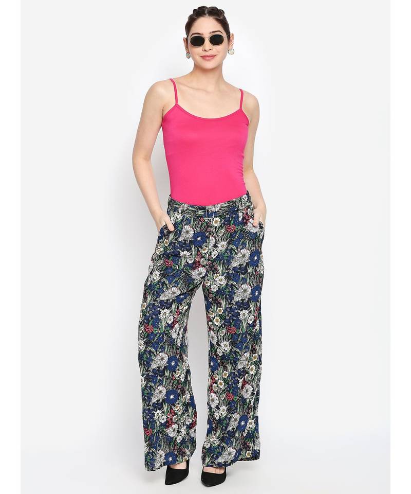 blue printed POLYESTER Pant