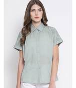 Green plain Cotton Shirt