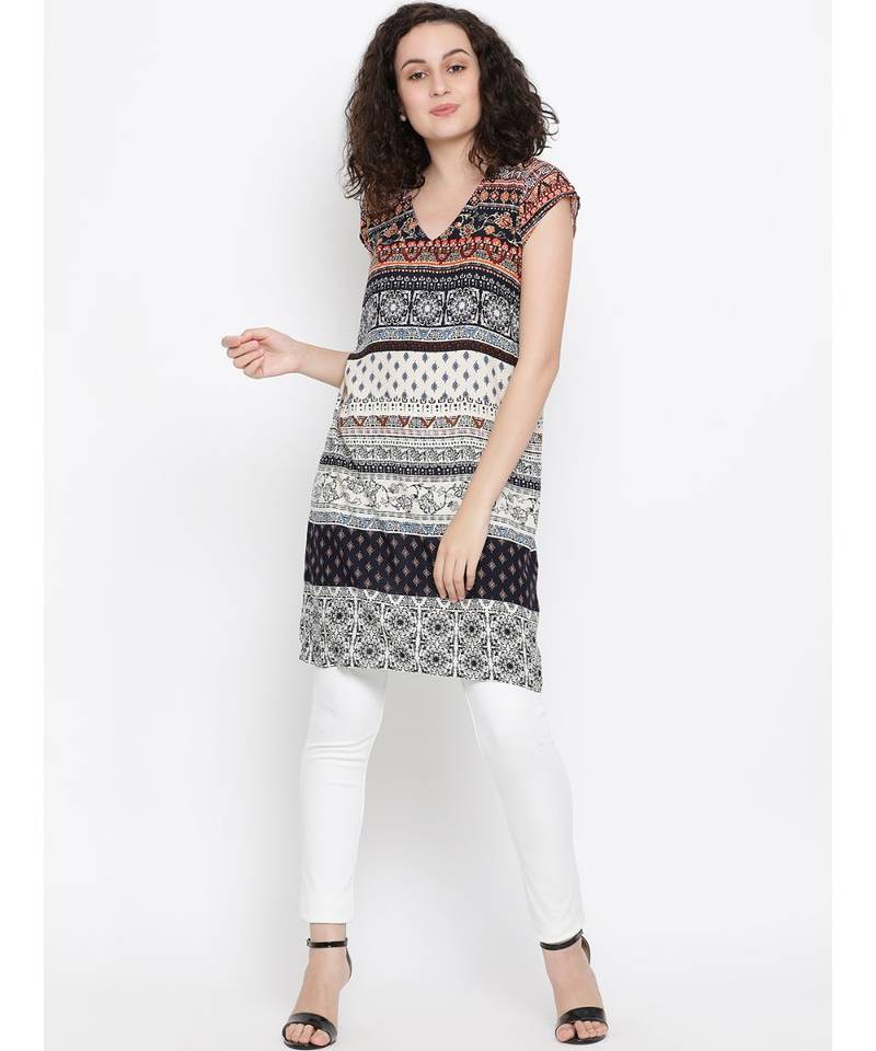 Black printed Viscose Tunic