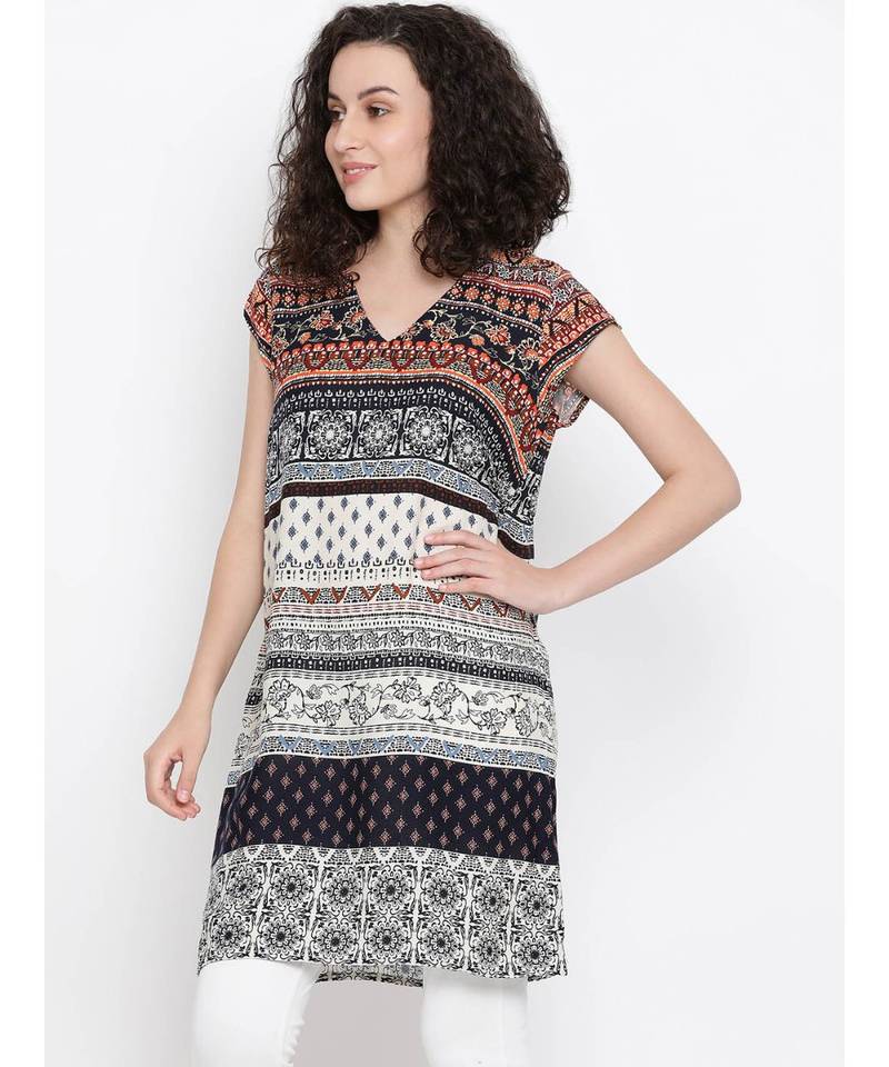 Black printed Viscose Tunic