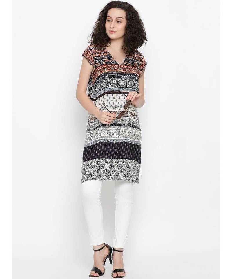 Black printed Viscose Tunic