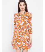 Orange printed Viscose Dress