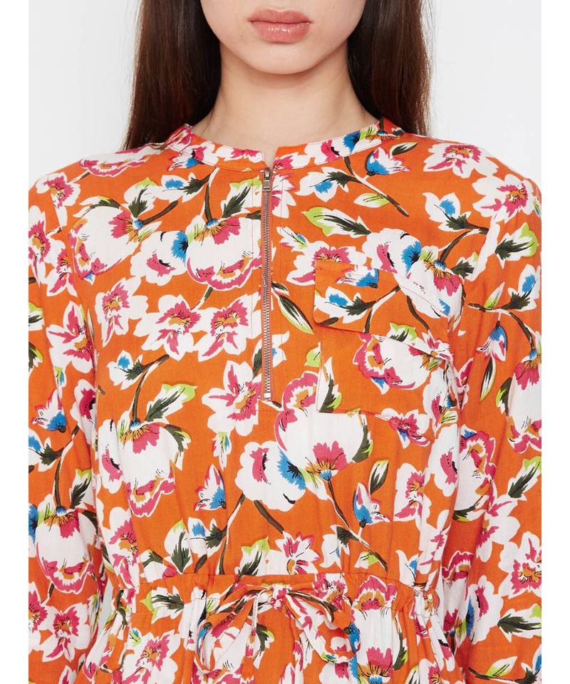 Orange printed Viscose Dress