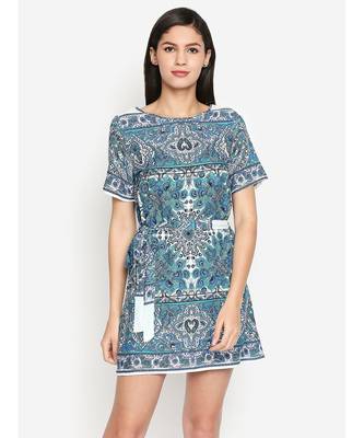 White printed Polyester Dress 1