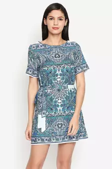 White printed Polyester Dress