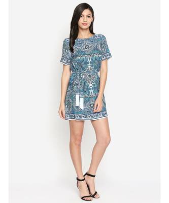 White printed Polyester Dress 2