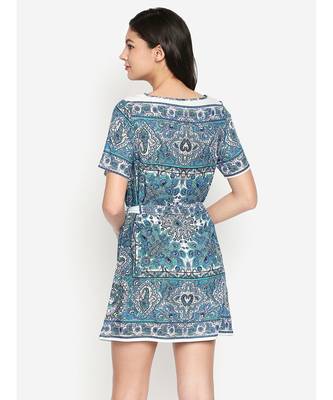 White printed Polyester Dress 4