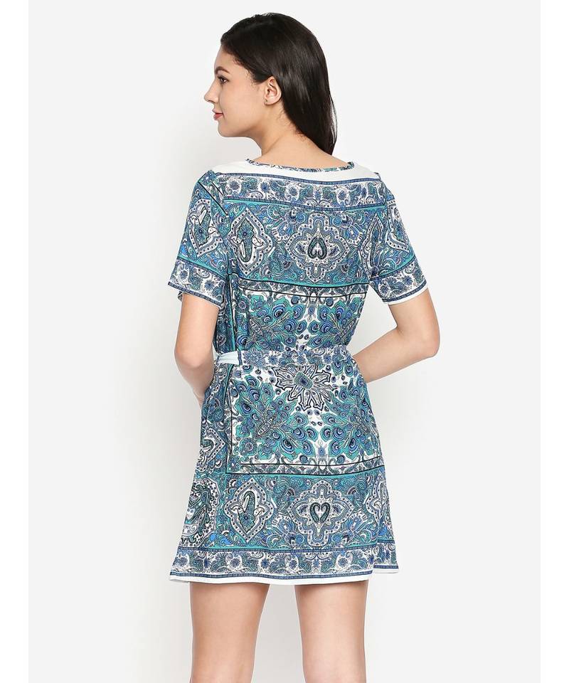 White printed Polyester Dress