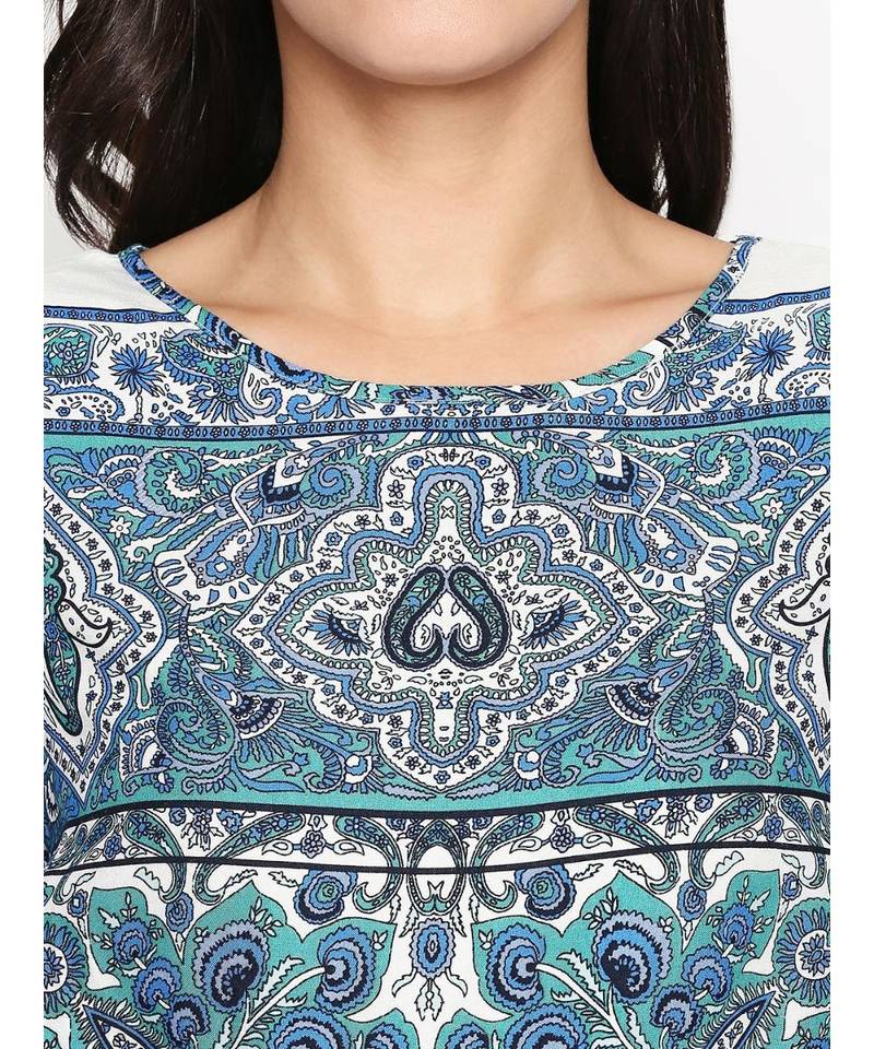 White printed Polyester Dress