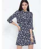 Blue printed Polyester Dress