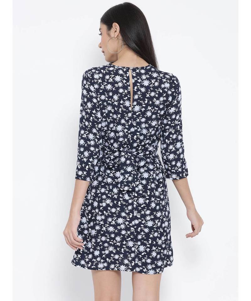 Blue printed Polyester Dress