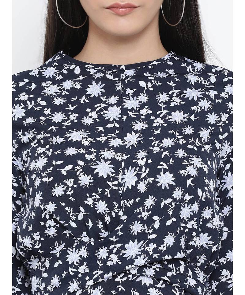 Blue printed Polyester Dress