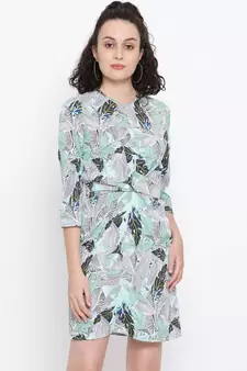 Blue printed Polyester Dress