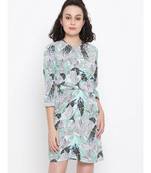 Blue printed Polyester Dress