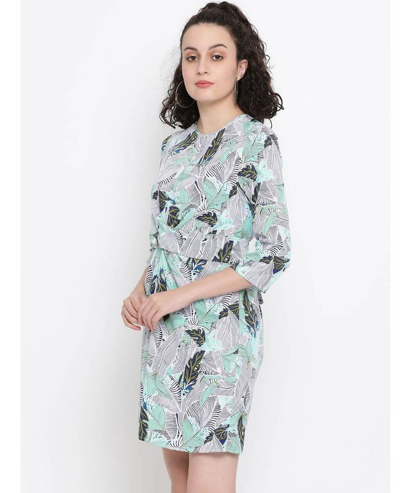 Blue printed Polyester Dress