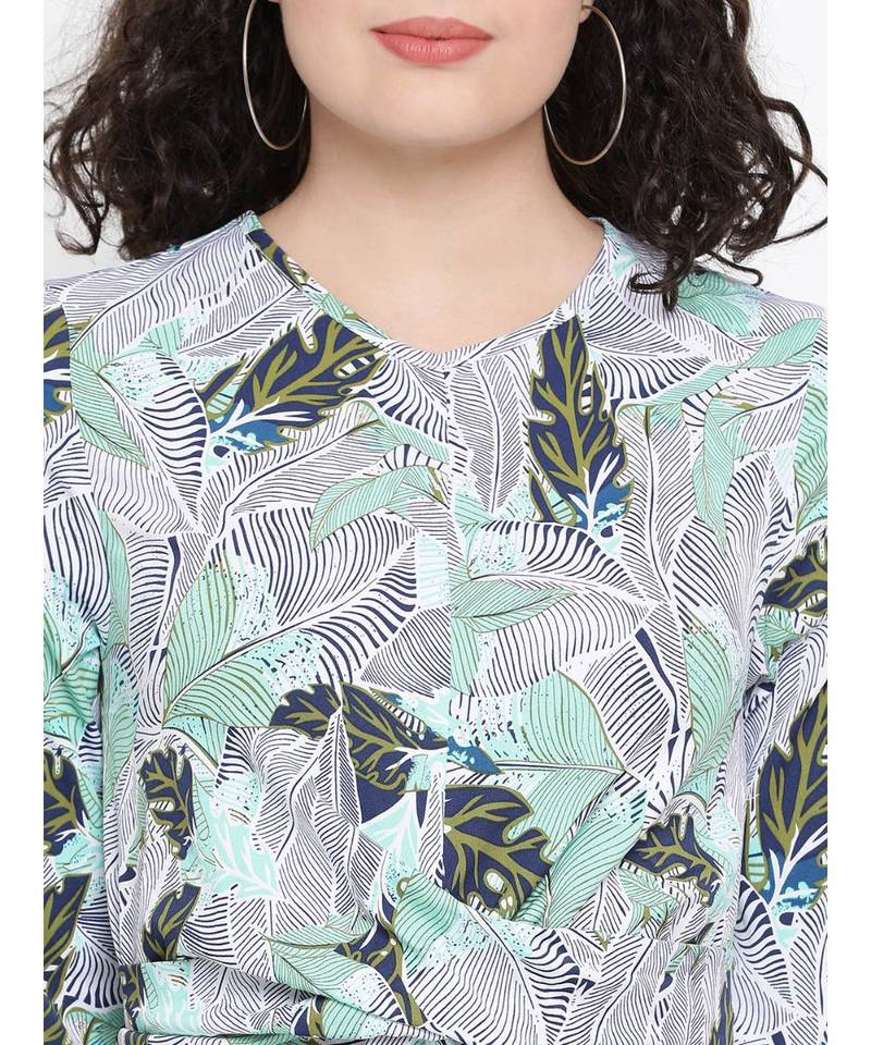 Blue printed Polyester Dress