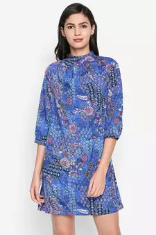 Blue printed POLYESTER Dress
