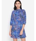 Blue printed POLYESTER Dress