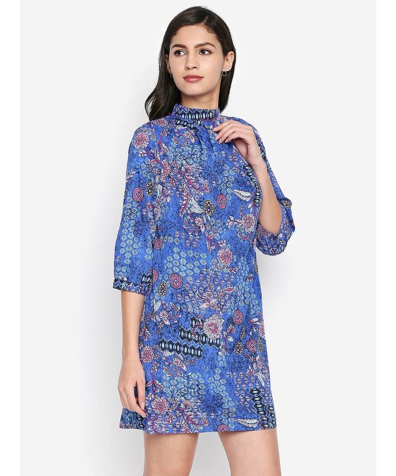 Blue printed POLYESTER Dress