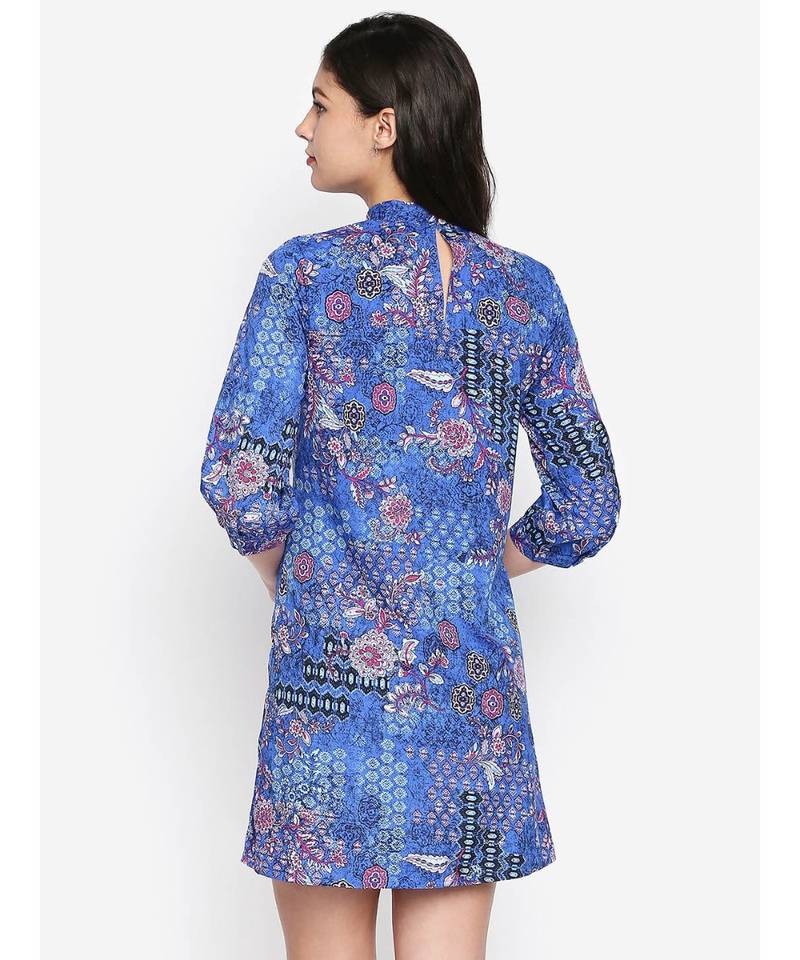 Blue printed POLYESTER Dress