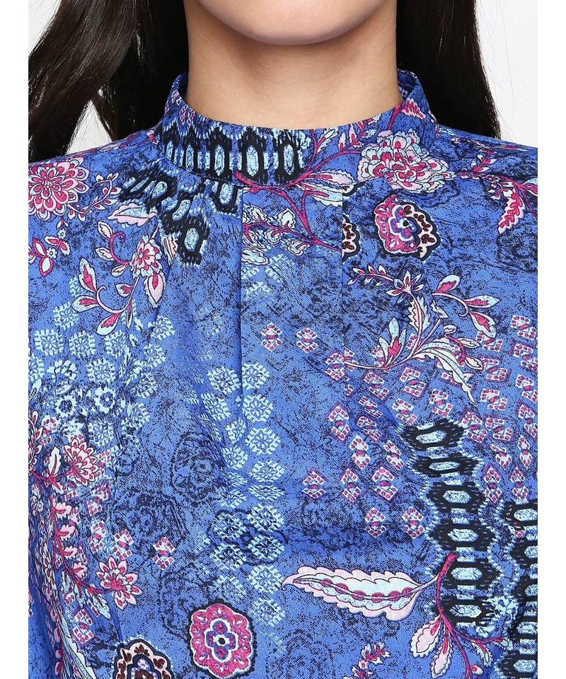 Blue printed POLYESTER Dress