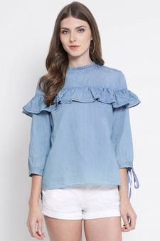 Blue plain Cotton Top