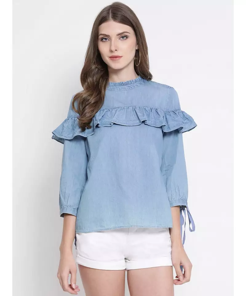 Blue plain Cotton Top