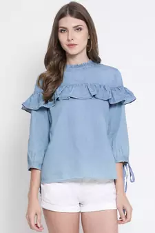 Blue plain Cotton Top