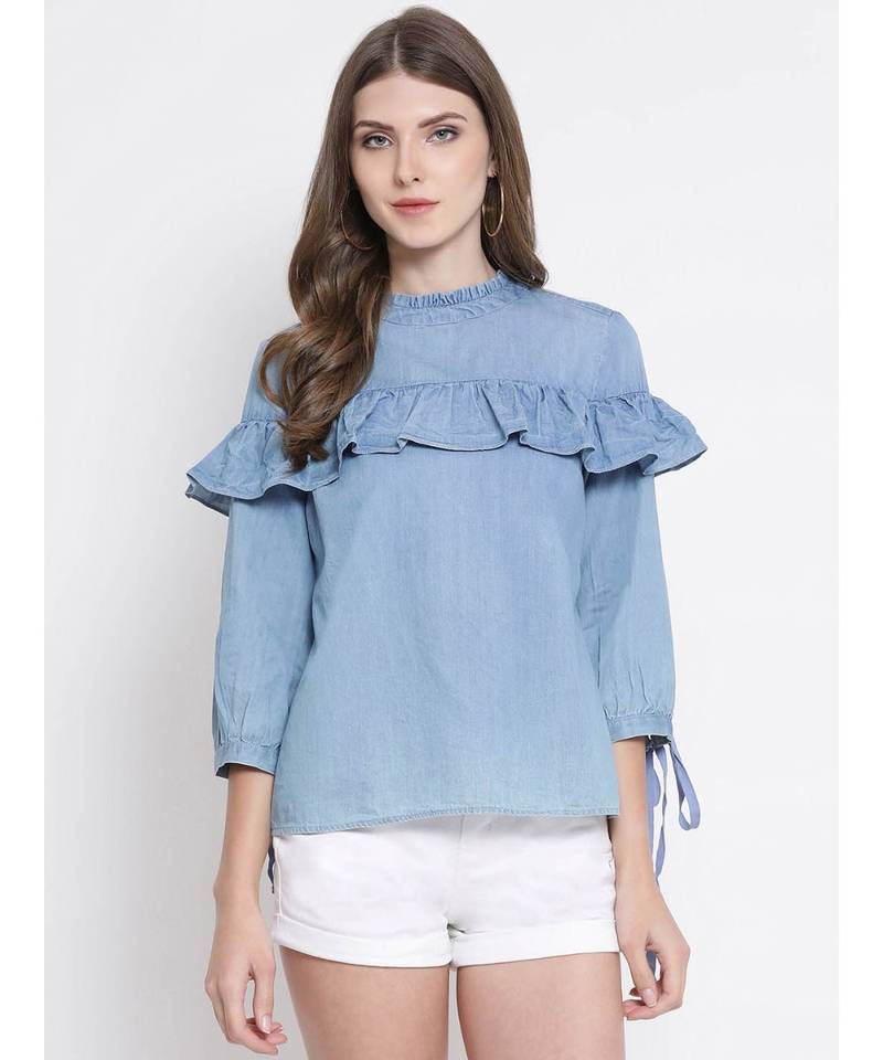 Blue plain Cotton Top