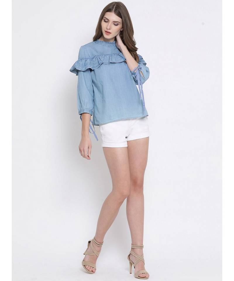 Blue plain Cotton Top