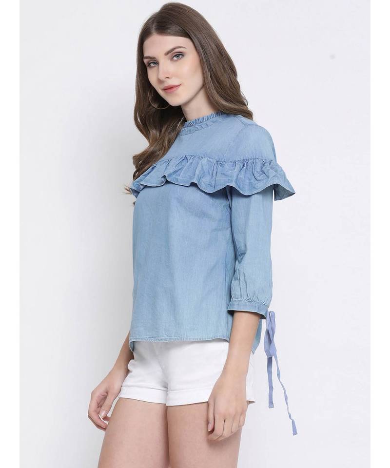 Blue plain Cotton Top