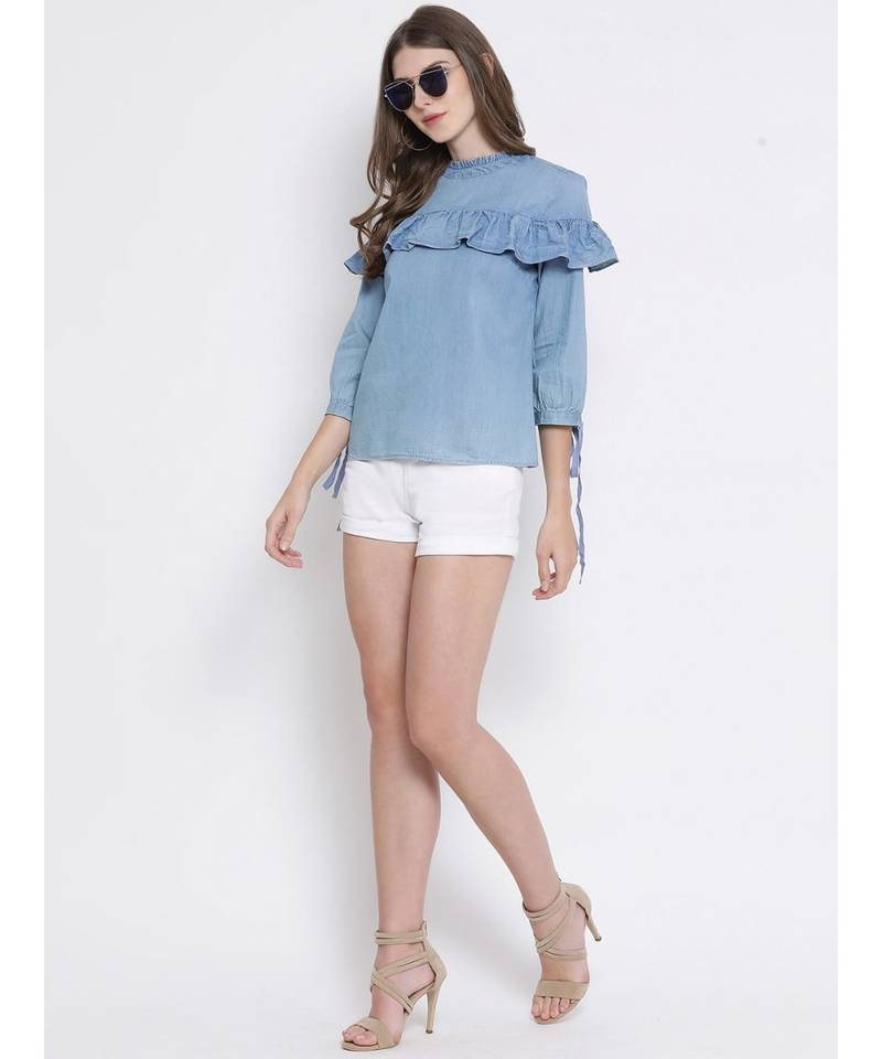 Blue plain Cotton Top