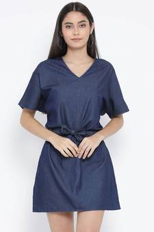 blue plain Cotton Dress