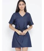 blue plain Cotton Dress