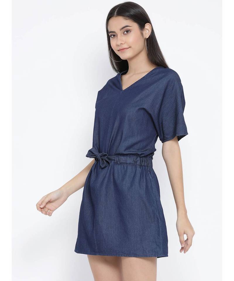 blue plain Cotton Dress