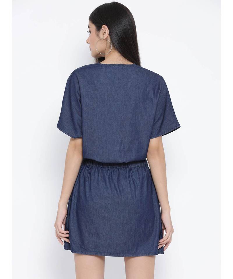 blue plain Cotton Dress