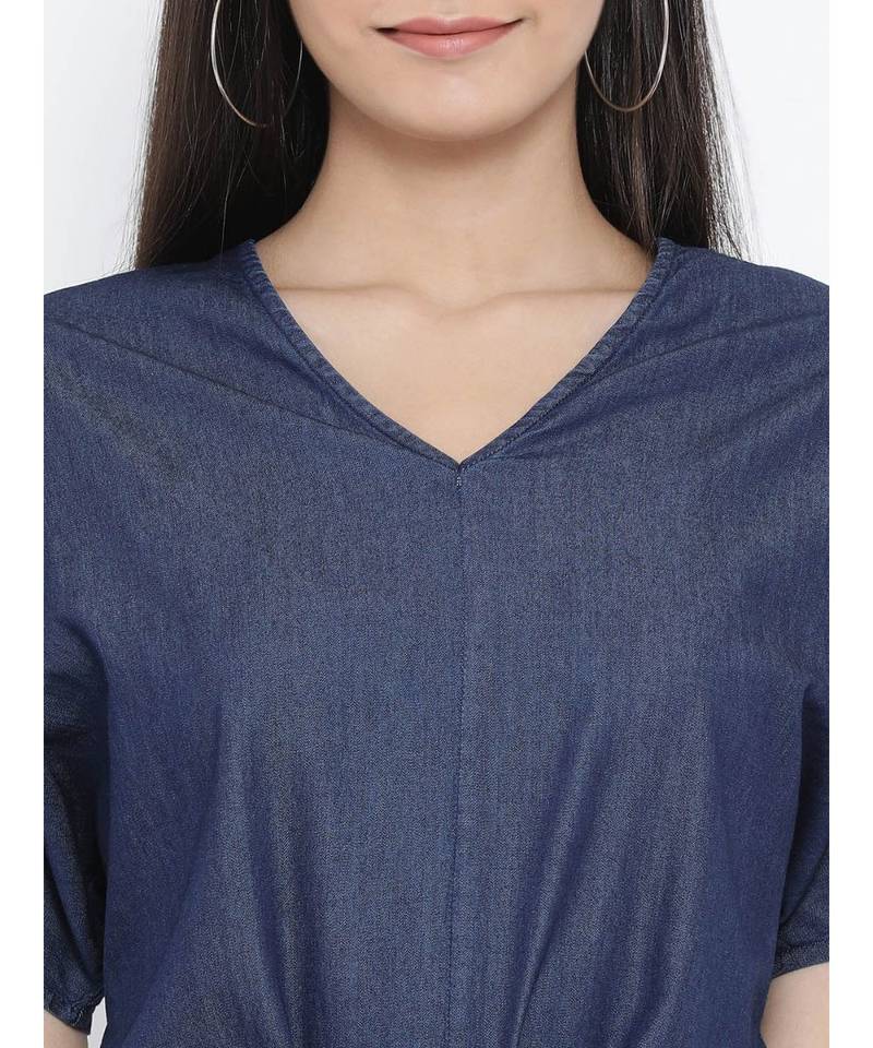 blue plain Cotton Dress