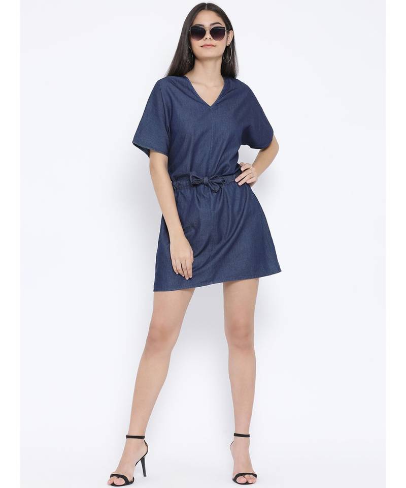 blue plain Cotton Dress
