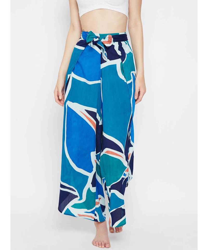 Blue printed Cotton Pant