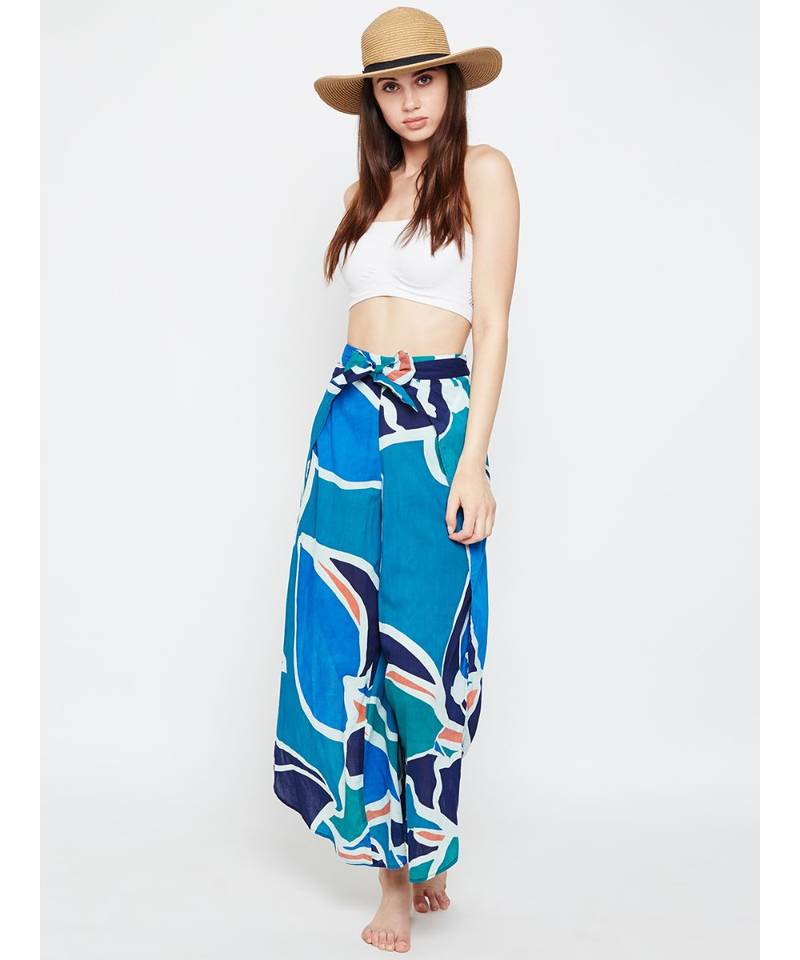 Blue printed Cotton Pant