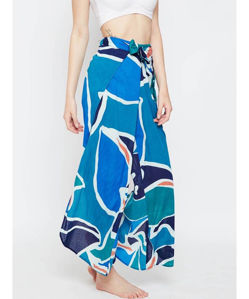 Blue printed Cotton Pant