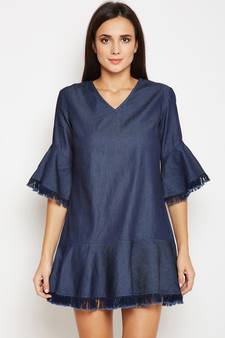 blue plain Cotton Dress